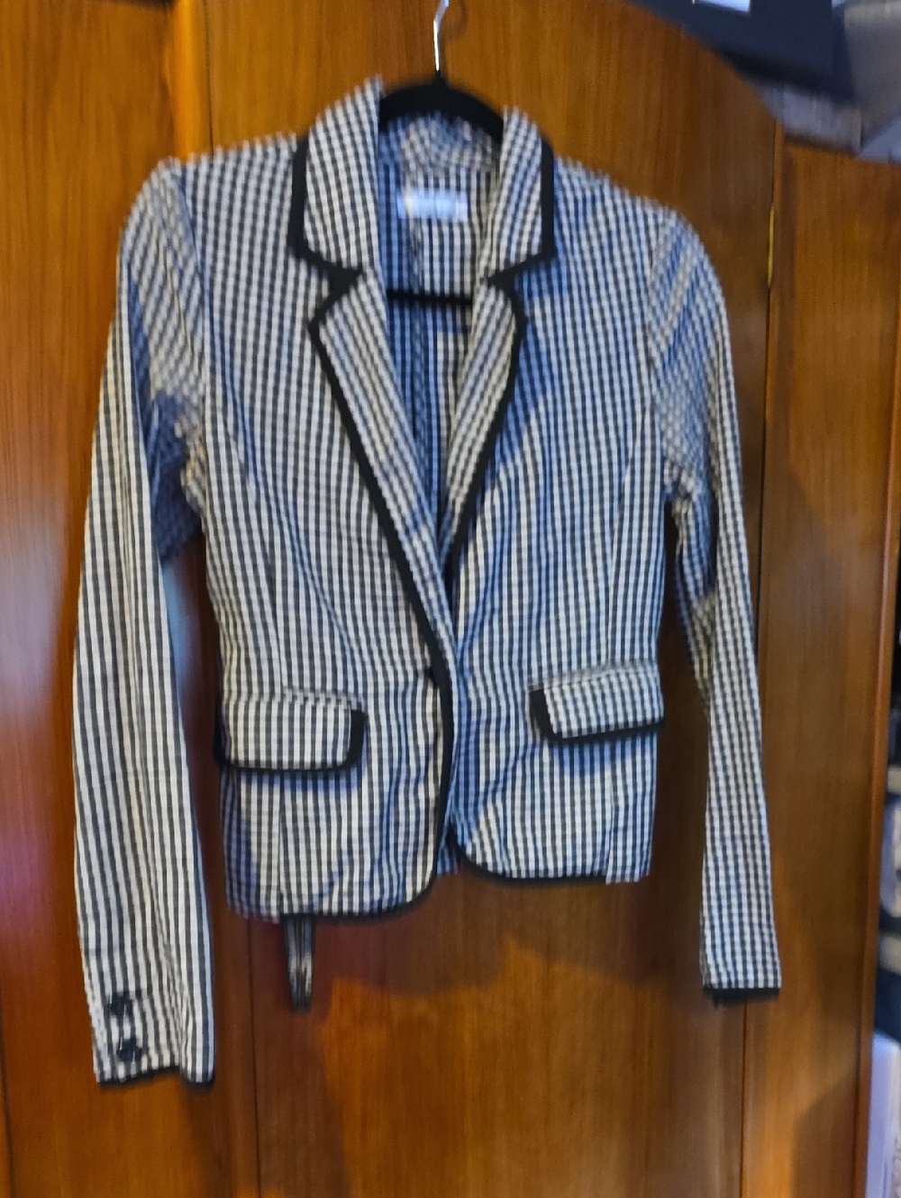 Millau Black & White Gingham Jacket -nice Black Trim Detail